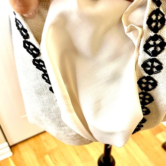 Ann Taylor linen blend shift dress w/blk beading &embroidery,back zip,hook&eye🖤 - Picture 15 of 16